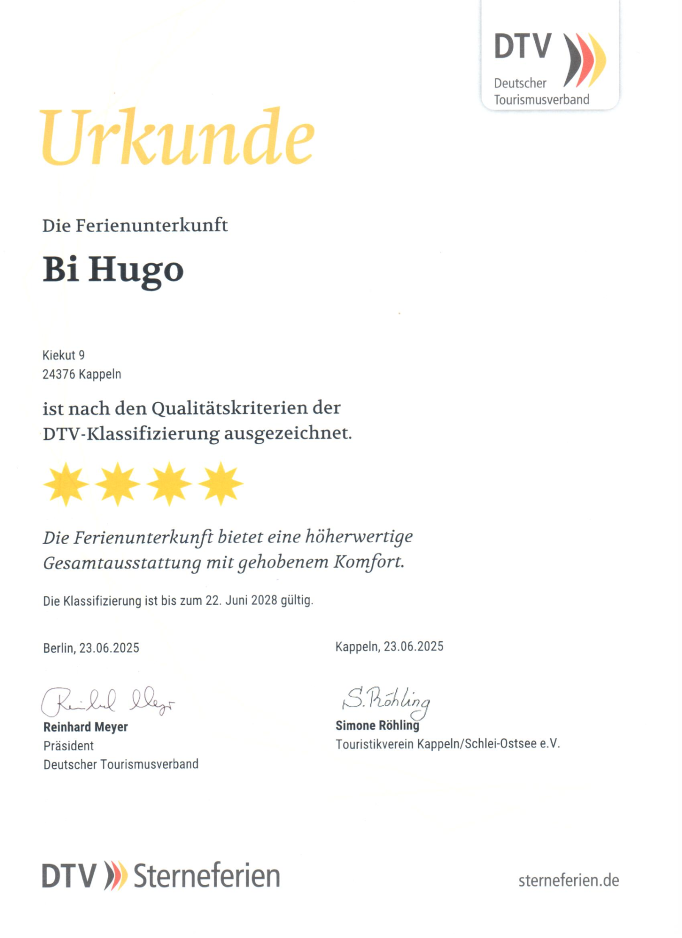 4 - Sterne Bewetung DTV 4 Sterne Ferienwohnung in Kappeln an der Schlei, Kiekut 9, Ostsee in Schleswig-Holstein