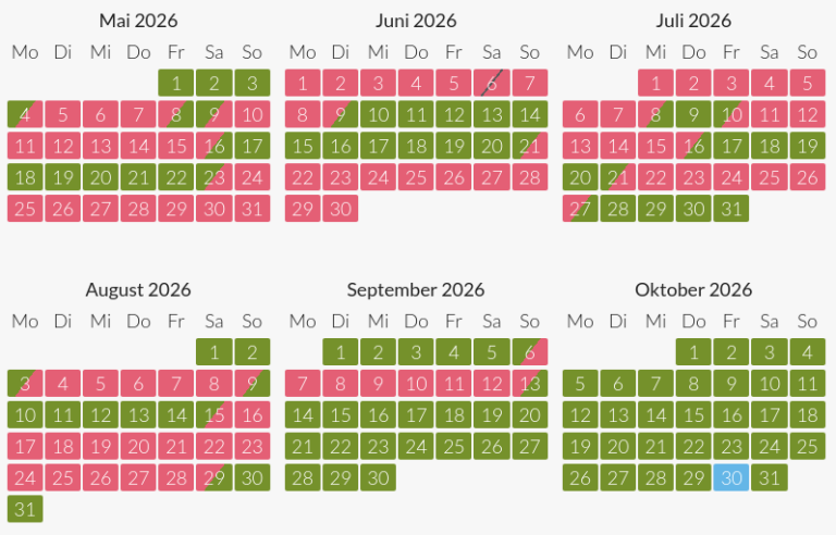 Buchungskalender Kalender 2026